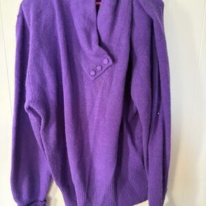 Vintage Cowl Neck Purple Buttoned Sweater